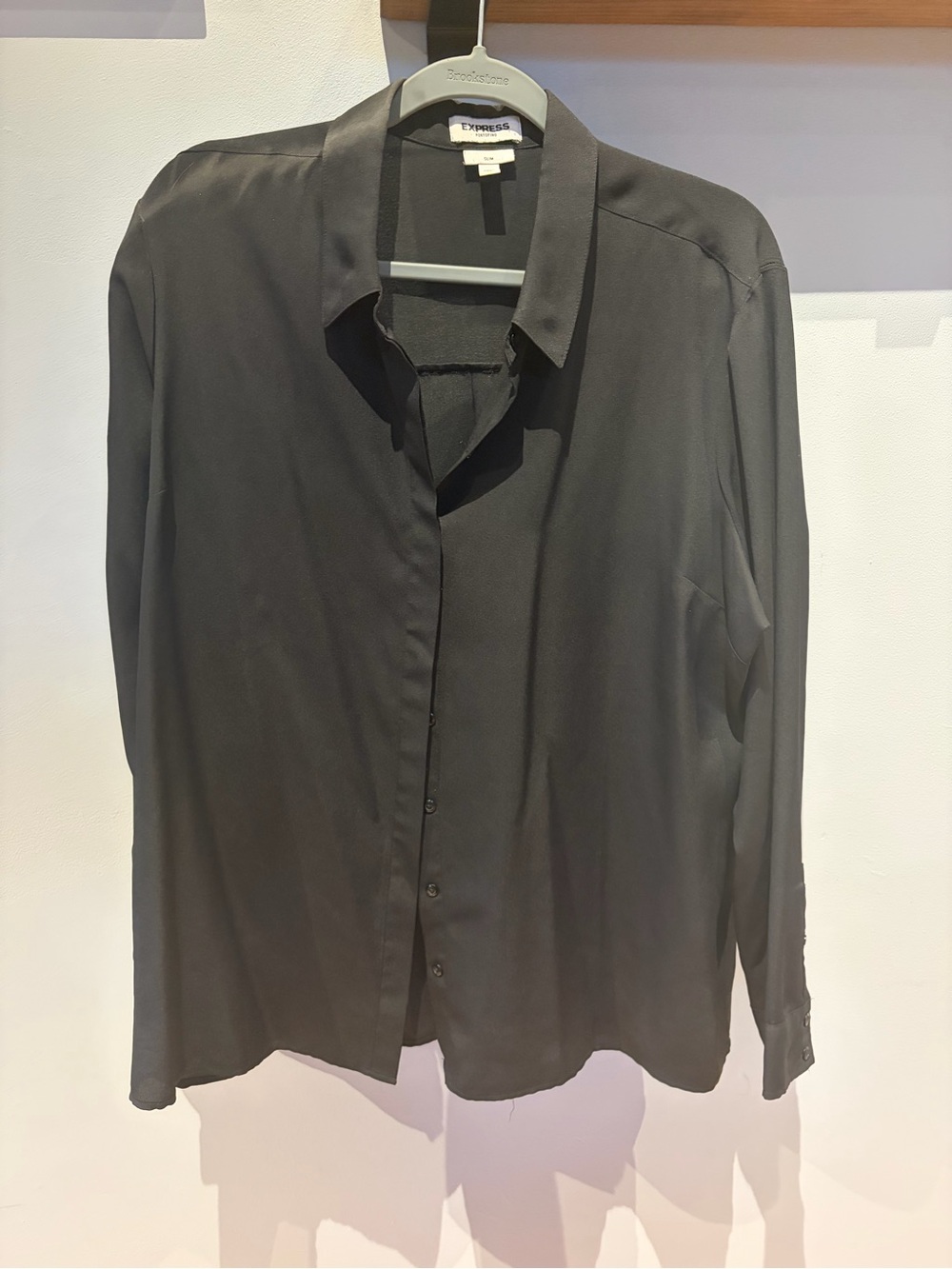 Express Womans Black Long-Sleeve Button-Up Shirt